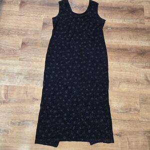 🇺🇸 Vtg Onyx Nite By Wendye Chaitin Black Sparkle Scoop Neck Maxi Dress Size 18